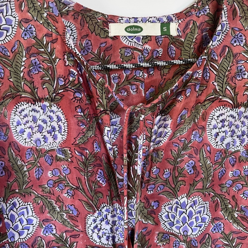 Dolma Mylah Floral Midi Dress Cotton Block Print - Picture 3 of 9